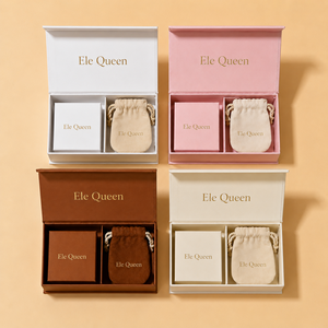 Luxurious Rectangle Rigid Cardboard Magnetic Jewelry <b>Box</b> with Custom Logo for Necklace and Bracelet Gift-EleQueen EQ3084 Drawer - Product Image 3