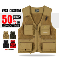 Gilet de pêcheur, veste, manteau pour homme, en maille respirante, ajouré, camouflage, pour journaliste, photographe