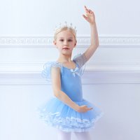 Charmant costume de ballet à manches courtes pour filles - Avec jupe tutu à volants, idéal pour les spectacles de danse