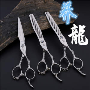 Tijeras de peluquería Dragon Handle de acero inoxidable 440C, tijeras de entresacar, tijeras planas, tijeras de mango largo, herramientas profesionales de barbería - Product Image 1