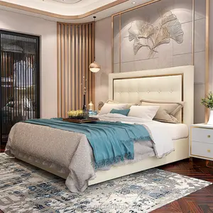 침실 세트 럭셔리 호텔 표준 침구 스위트 가구 킹 사이즈 덮개를 씌운 침대