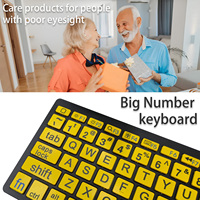 Connectivité Bluetooth 2.4G à grande police Clavier sans fil avec police extra large pour les personnes malvoyantes malvoyantes et malvoyantes