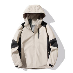 Giacca a vento da <span class=keywords><strong>uomo</strong></span> con Logo personalizzato a tinta unita Aoyema giacca impermeabile con cappuccio rimovibile giacche taglie forti - Product Image 4