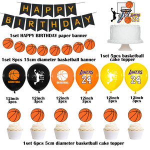 Lakers24 baloncesto tema <span class=keywords><strong>NBA</strong></span> fiesta suministros globo pastel Topper Banner para niño cumpleaños fiesta decoración X9122 - Product Image 5
