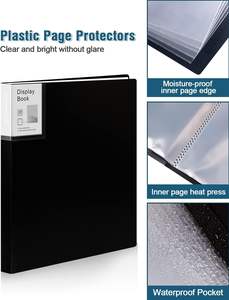 Porte-documents avec pochettes en plastique 9"x12" noir, pour l'affichage d'œuvres d'art, 30 pochettes, capacité de 60 pages - Product Image 3