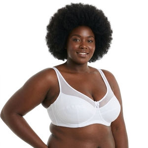 Paquete de 2 <span class=keywords><strong>sujetadores</strong></span> de encaje tejido cómodos y acolchados con aros, de copa completa, clásicos y generosos, de color liso para mujer. - Product Image 4