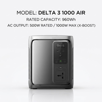 Generador Solar Portátil Delta 3 1000 Air, Adecuado para Emergencias en el Hogar, Campamentos al Aire Libre o Viajes, Estación de Energía Portátil, UE