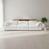 Ensemble de canapés Cloud de l'usine de Foshan, design crème Wabi-Sabi, style minimaliste italien, en forme de L, module en tissu de lin, garnissage amovible
