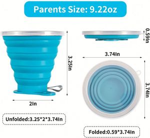 Gobelet pliable portable avec couvercle, logo personnalisé, tasse à café en plastique, gobelet pliable compact pour le camping, pour boissons chaudes ou froides - Product Image 4