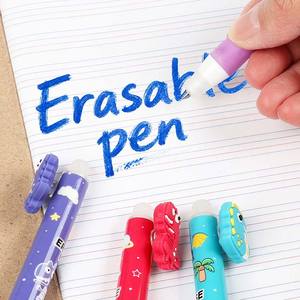 O&Q Personalisierbarer Radierbarer Gelstift aus Kunststoff mit Niedlichem Dinosaurier-Design, 0,5mm, Schwarz/Blaue Tinte, Kinder-Cartoon-Tierstil für Büro und Schule - Product Image 3