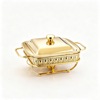 Plat à chafing en acier inoxydable FLEY avec panneau latéral orné pour présentation en buffet de restaurant, banquets d'hôtel et événements de mariage