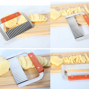 Potato Chip <strong>Crinkle</strong> <strong>Cutting</strong> Tool French Fry Slicer Stainless Steel Blade Wooden Handle Vegetable Salad Chopping <strong>Knife</strong> - Product Image 6