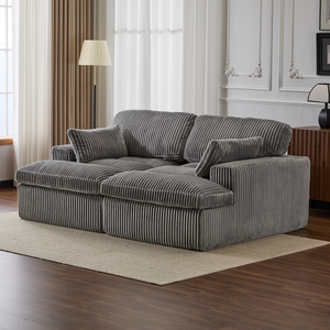 Sofá Seccional Modular de Piel Sintética de Lujo, Sofá Convertible de Combinación Libre con Otomana y Cojines con Resortes Ensacados para el Hogar - Product Image 1