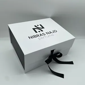 Custom High Quality White Paper Cardboard Gift Boxes Folding Perfume Packaging Gift Box With Lid