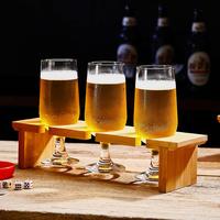 Commerciële bierproefset met houten dienblad, ambachtelijke bierproefglazen, aangepast logo voor brouwerij, taverne, restaurant, bar, KTV
