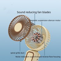Ventilateur électrique portable rechargeable par USB en plastique avec cordon, trois vitesses, petit modèle à main pour hôtel, voiture et utilisation en extérieur