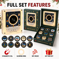 Boîte à musique NFC personnalisée pour Noël, style disque vinyle avec lumière LED, coffret cadeau de Noël, décoration de la maison, souvenirs