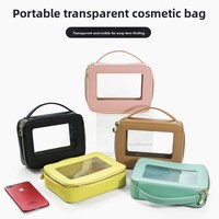 Sac de rangement de maquillage portable haut de gamme, étanche, personnalisable avec logo, nouvelle collection, pour voyage, avec fenêtre, de grande valeur, vente en gros