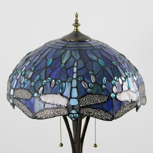 LongHuiJing 16Inch Tiffany-Style Stained Glass Floor <b>Lamp</b> with Dragonfly Motif and Resin <b>Base</b> - Product Image 6