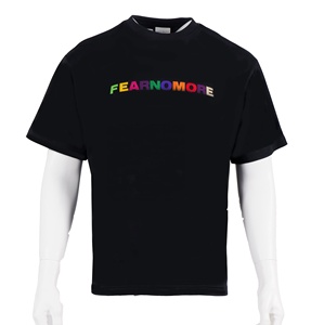 T-shirt 100 da uomo in cotone estate taglia grande ampia con gradiente stampa completa lettera posteriore 240 grammi peso tessuto all'ingrosso Spot - Product Image 1