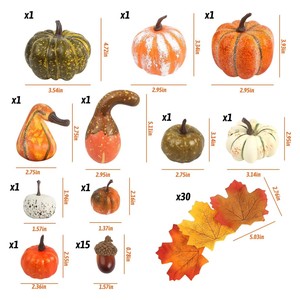 Lifelike Foam Artificial Pumpkins Gourds Acorn Maple Leaves Set Fall Harvest Table Decor Graduation Easter Halloween Party - Product Image 4