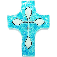 Artisanat en verre fait main, colombe blanche en croix, 8x12 cm, cadeau religieux de Pâques - Fournitures religieuses pour la famille
