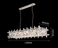 Lustre suspendu LED en cristal K9 linéaire de luxe léger contemporain américain en gros OEM/ODM pour villa, hôtel, hall