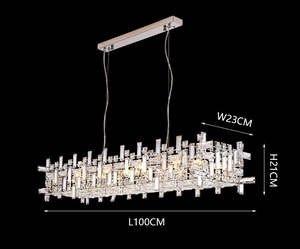 Lampadario a Sospensione LED in Cristallo K9 Lineare di Lusso Americano Contemporaneo OEM/ODM all'Ingrosso <span class=keywords><strong>per</strong></span> Villa e Hall d'Hotel - Product Image 2