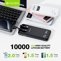 BAVIN Vente en gros PC1072S 10000mah Pd 20w Type c Micro Câble Banque d'alimentation avec câble de charge