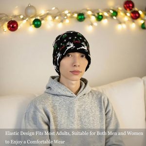 Chapeau en tricot à pompon personnalisé avec logo imprimé, motif de Noël pour enfants, renne, flocon de neige, bonnet chaud pour enfants, fête, 100% polyester - Product Image 4