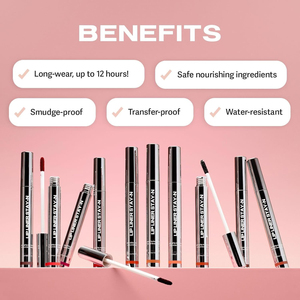 Teinture à lèvres vegan longue tenue, résistante au transfert, infusée à l'acide hyaluronique et à la vitamine E, effet tatouage, fini mat, peel-off, crayon à lèvres - Product Image 2