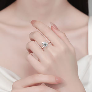 خواتم فضة استرلينية عيار 925 بحجر موسانيت VVs1 بوزن 2 قيراط للسيدات والفتيات بسعر الجملة - Product Image 4