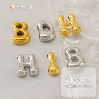 Perles d'espacement en acier inoxydable plaqué or 18 carats YIMEILI 16*17mm, perles à bulles 3D gonflables, accessoires DIY, inaltérables