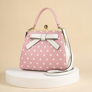 Borsa a tracolla da donna <span class=keywords><strong>Avant</strong></span> <span class=keywords><strong>Garde</strong></span> con fiocco abbellito a pois in vernice leggera con cinturino rimovibile - Product Image 5