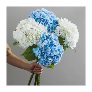 Hot selling Real Touch 53cm Artificial flower Latex faux Hydrangeas Hydrangea Artificial flower for home wedding use