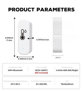 Sensor inteligente de temperatura y humedad WiFi de alta calidad, compatible con batería, con tapa abatible para monitoreo remoto - Product Image 2