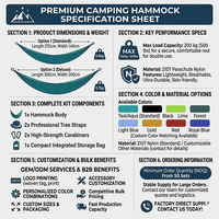 Hamac de camping double pliable moderne et léger en nylon parachute 210T avec logo personnalisé pour l'extérieur – Vente en gros