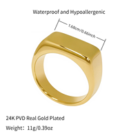 Großhandel Anpassbare Gravierbare Blanko-Ringe 24K PVD Vergoldet 316L Edelstahl Schmuckset Klobig Wasserdicht Stapelbar für Herren