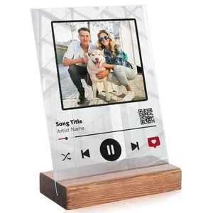 Kunden spezifische Musik plakette mit Holz ständer Musik album Cover Song Personal isierte Acryl kunst Spotify Geschenk