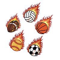Patchs brodés personnalisés et durables à motif flamme, autocollants thermocollants pour le football, le basketball, le baseball, le volleyball, le rugby