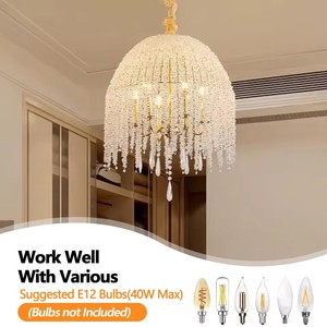Lampadario in Cristallo <span class=keywords><strong>con</strong></span> Altezza Regolabile, Luce a Sospensione <span class=keywords><strong>con</strong></span> Fili di Cristallo a Forma di Grappolo, Moderno Lampadario da <span class=keywords><strong>Soffitto</strong></span> - Product Image 2