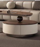 Table basse en bois en forme de feuille Voxhome, style moderne, créative et irrégulière, pour salon, ensemble de meubles design pour la maison