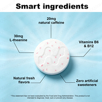 Comprimés de Gomme Énergisante Pastèque 6 Paquets 54 Pièces au Total Caféine Naturelle L-Théanine Vitamines B Supplément pour la Concentration Cérébrale