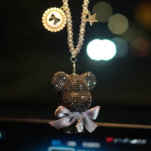 Autopartes Auto Interior Suministros Espejo retrovisor Cabeza grande Oso Cristal Rhinestone <span class=keywords><strong>Teddy</strong></span> Lucky <span class=keywords><strong>Bear</strong></span> Olor Coche Colgantes - Product Image 6