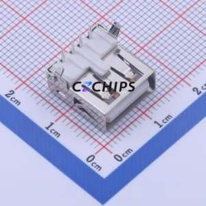 901-142A1011D10100 USB Connector Bent Lead Through Hole Connector Type-A USB 2.0 Female Right Angle Insert - Product Image 1