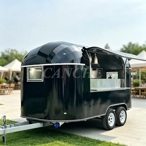 Chariot de restauration mobile extérieur noir pour café, glaces, hamburgers et tacos – Camion de cuisine itinérant - Product Image 1