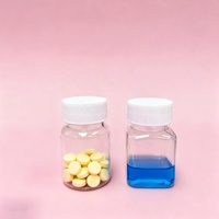 Flacon carré en PET personnalisé avec logo, multi-impression, pour pilules, médicaments, vitamines, capsules, comprimés, emballage avec bouchon à vis, 15 ml-500 ml