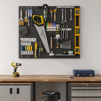Panneau de rangement pour outils de garage 400*400mm, montage mural, acier au carbone, panneau perforé carré, revêtement en poudre noire, capacité de charge de 10 kg