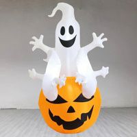 Citrouille fantôme gonflable d'Halloween de 1,80 m avec lumières LED, décoration extérieure gonflable pour jardin, pelouse, fête, décorations de vacances