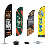 Vente en gros Logo personnalisé Plume Bannière Drapeaux Publicité Extérieure Flying Beach Drapeau avec Pole Stand Water Base